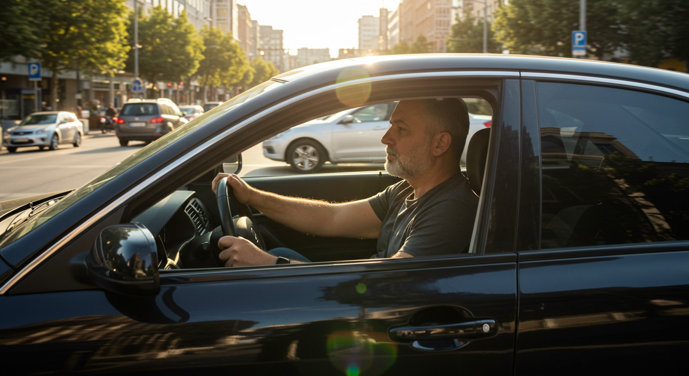 Driving Man on Road